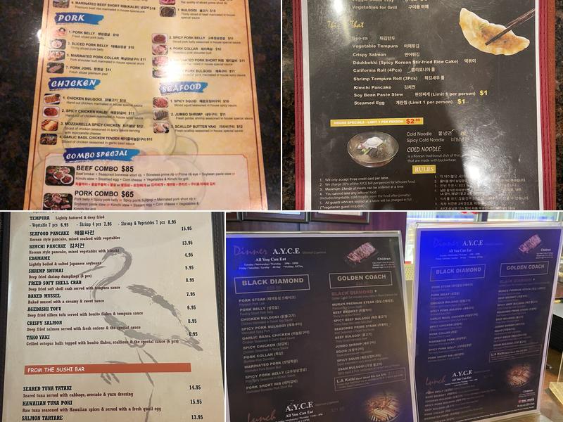 Maimura Korean BBQ Menu