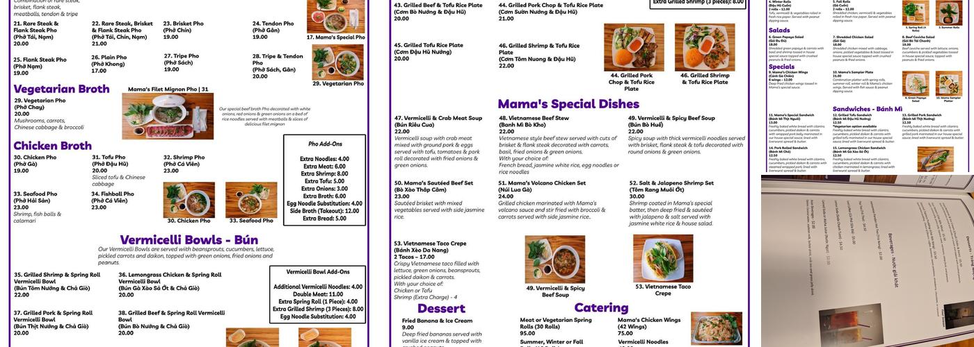 Mama Phở Menu