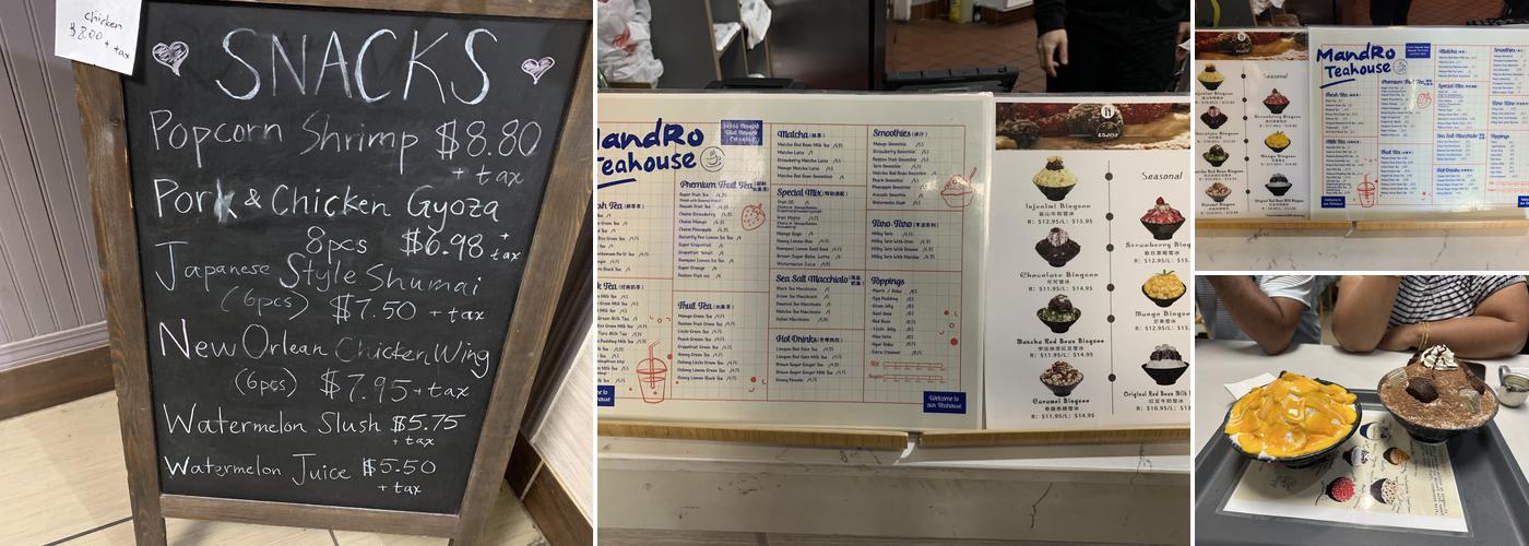 MandRo Teahouse Menu