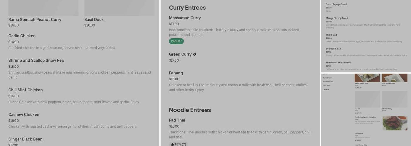 Mango Thai Menu