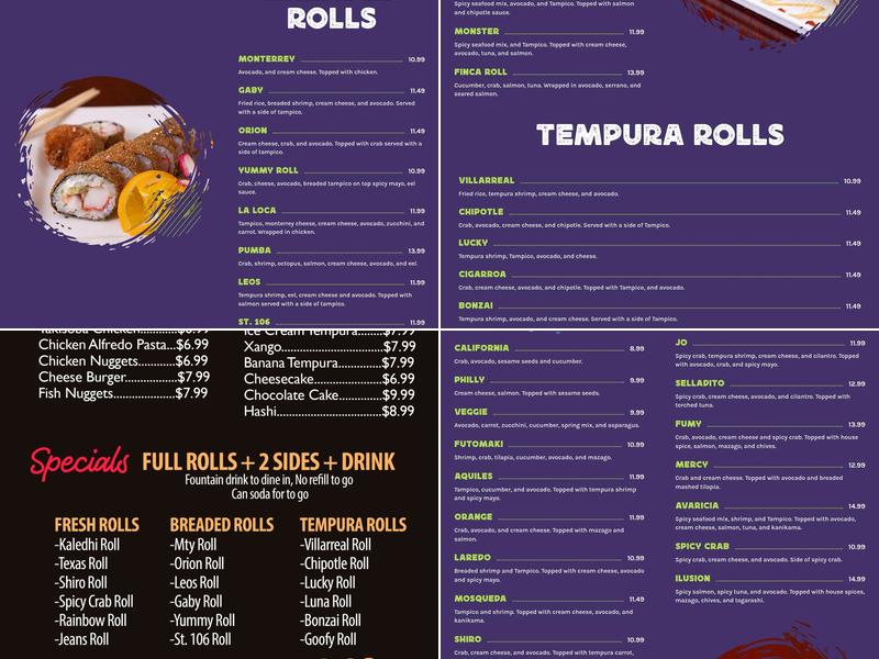 Fussion Sushi North Menu