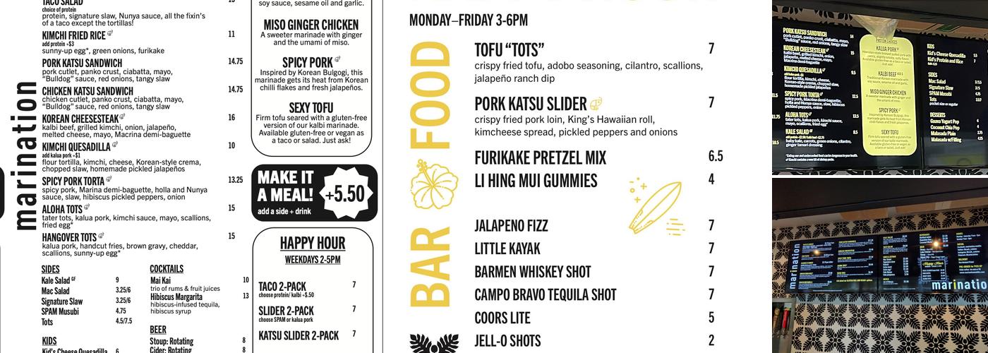 Marination Menu