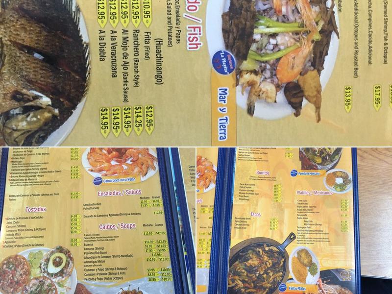 Mariscos La Playita Menu