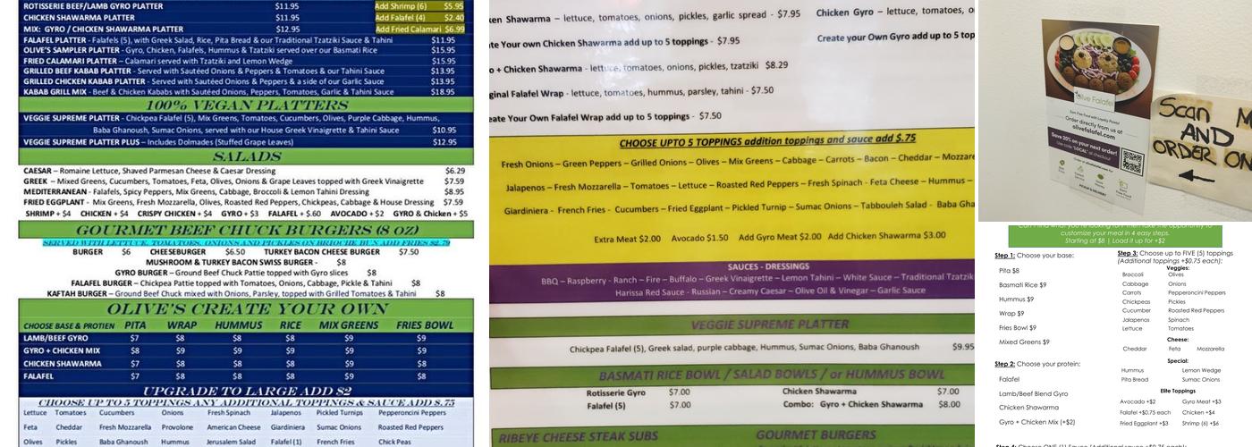 Olive Falafel Menu
