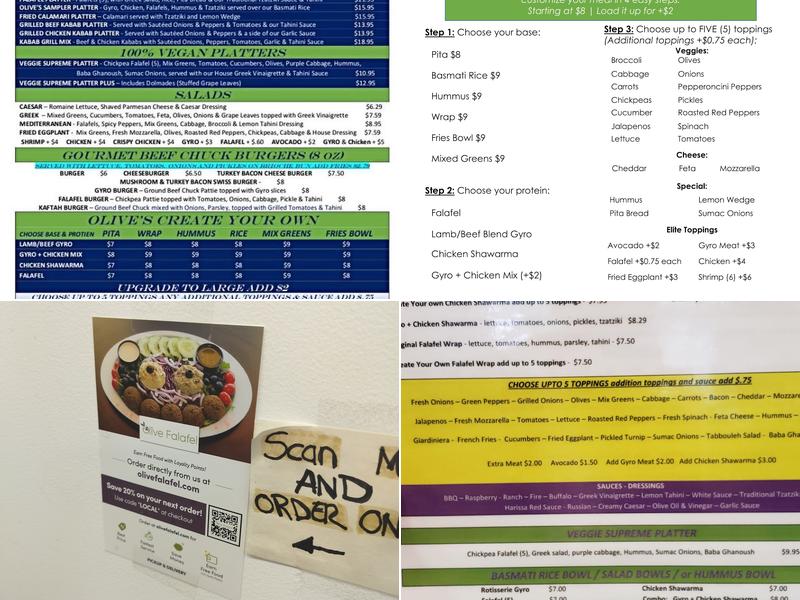 Olive Falafel Menu