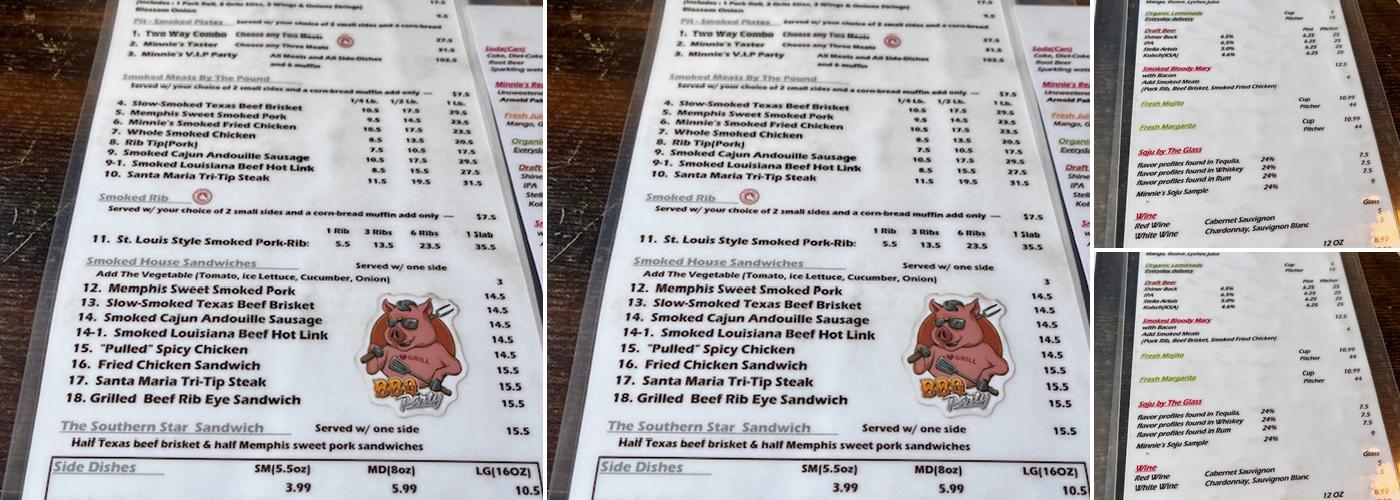 Memphis Minnie's BBQ Joint Menu