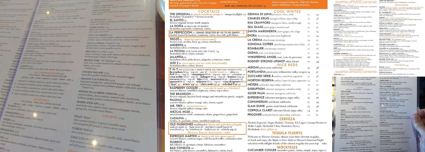 Mesero - Clearfork Menu