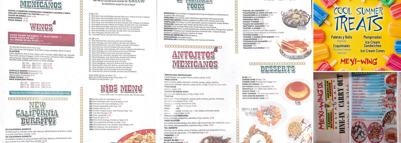 Mexi-wing 9 Menu