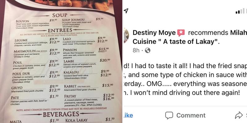 Milah's Cuisine Menu