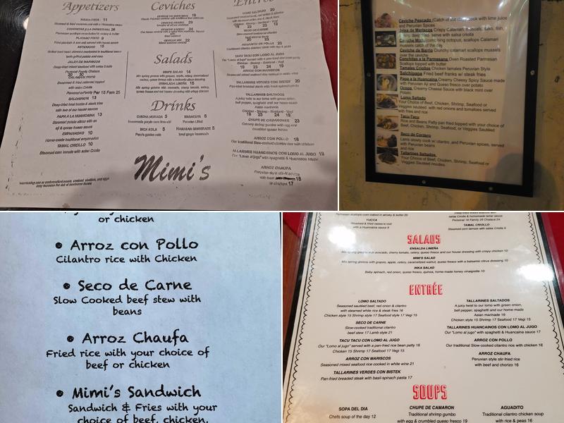 Mimi's Peruvian Cuisine Menu