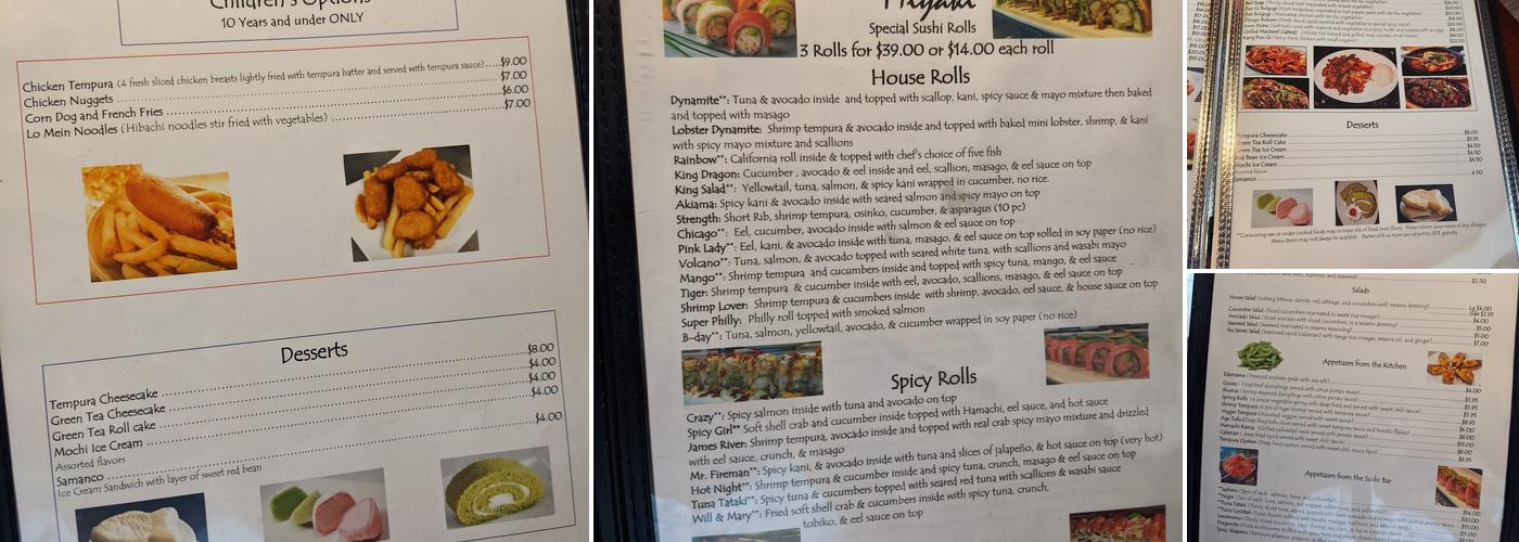 Miyaki Sushi and Grill Menu