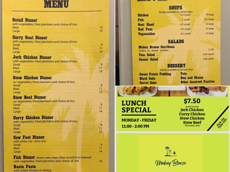 Mobay Breeze Menu