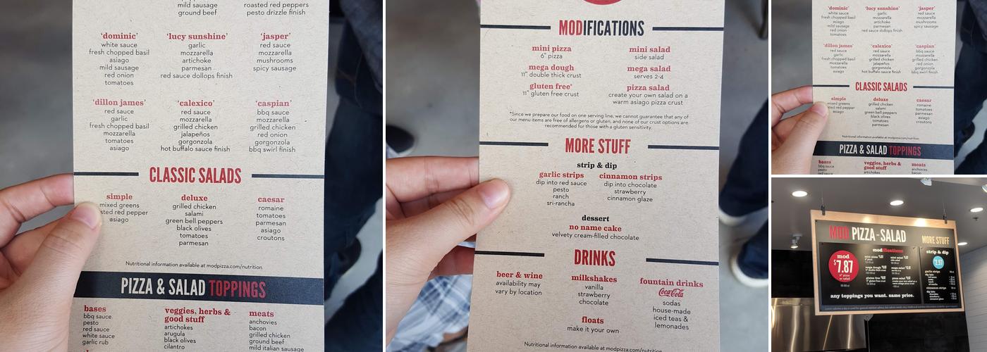 MOD Pizza Menu