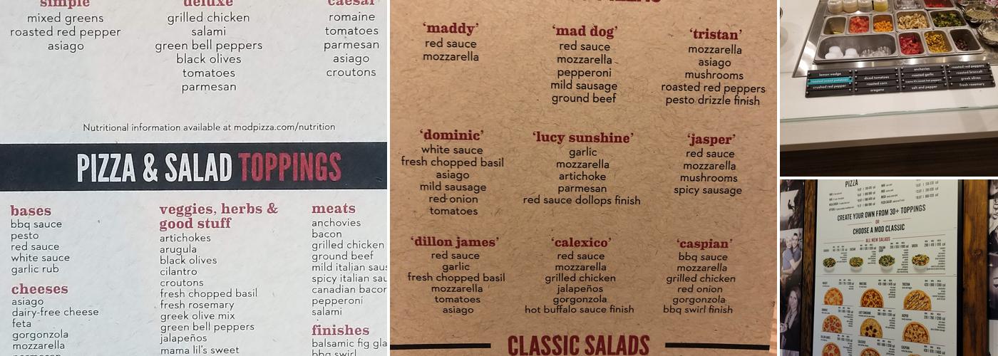 MOD Pizza Menu