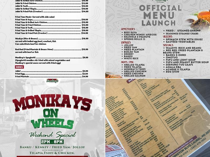 Monikay's Kitchen Menu