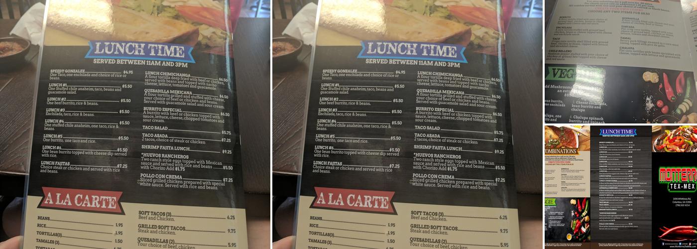 Monterrey Tex Mex Menu