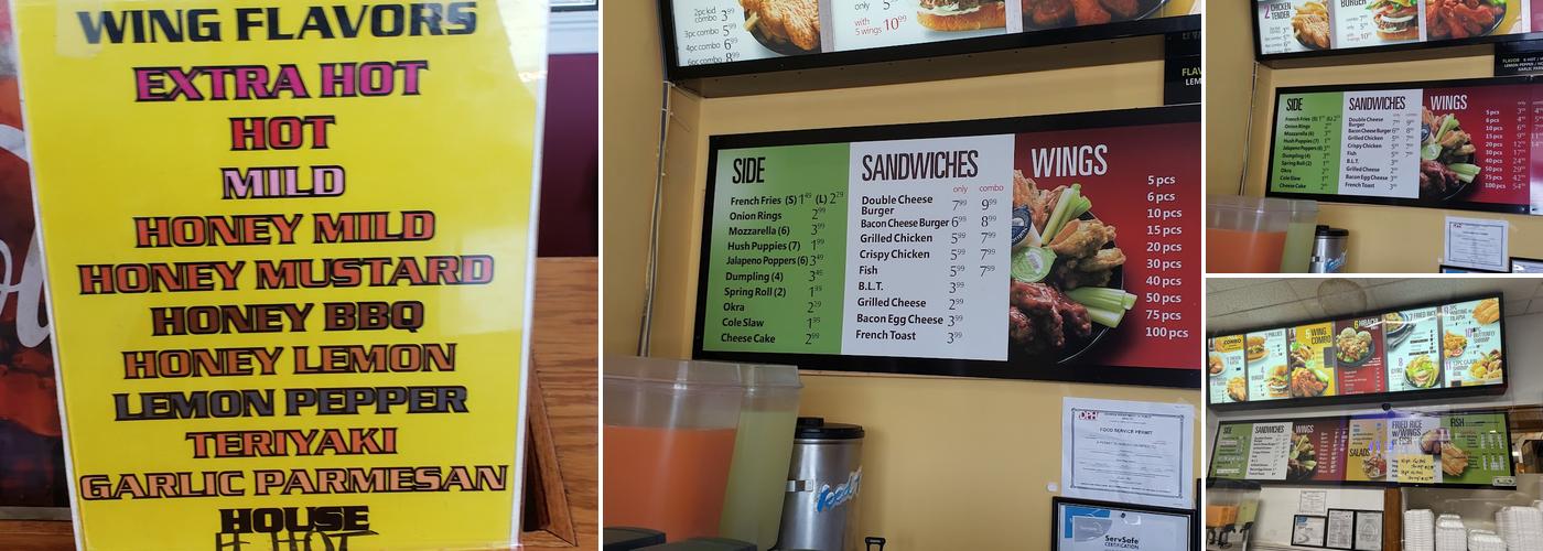 Moons Wings & Seafood Menu