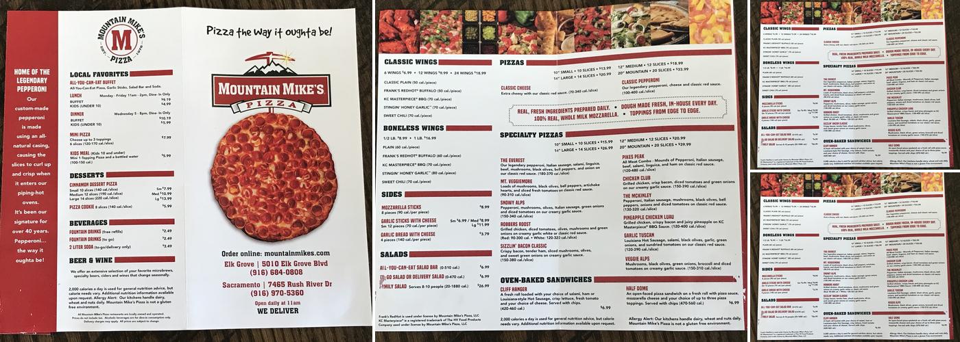 Mountain Mike's Pizza Menu