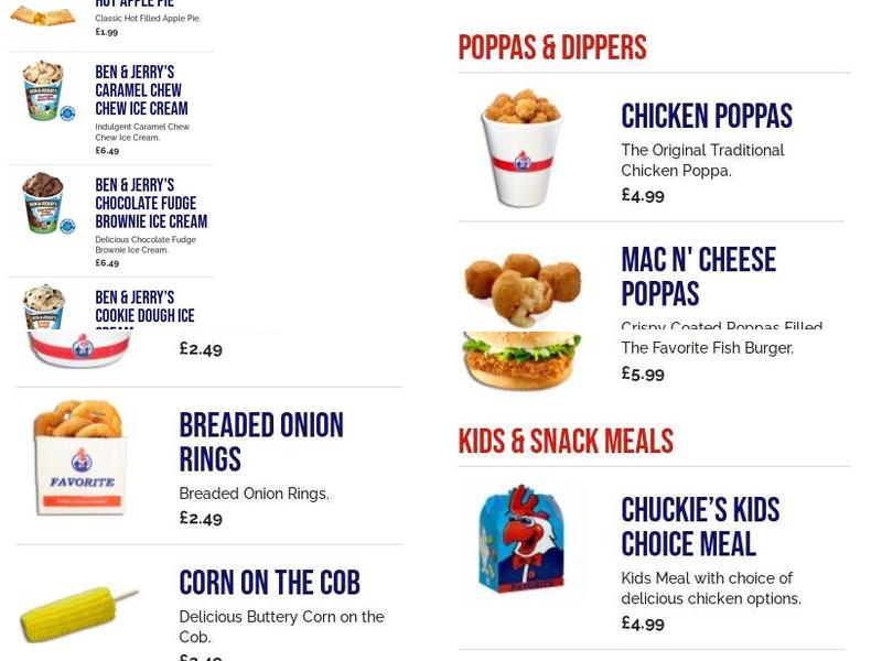 Favorite Chicken Camberley Menu