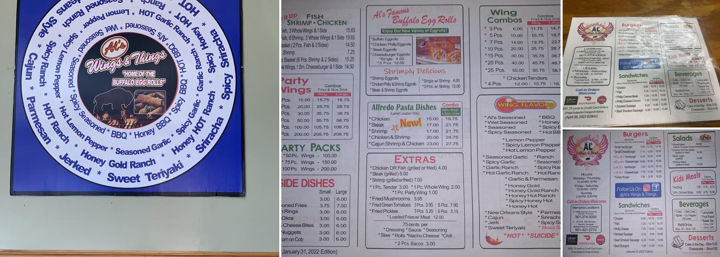 Al's Wings and Things Menu