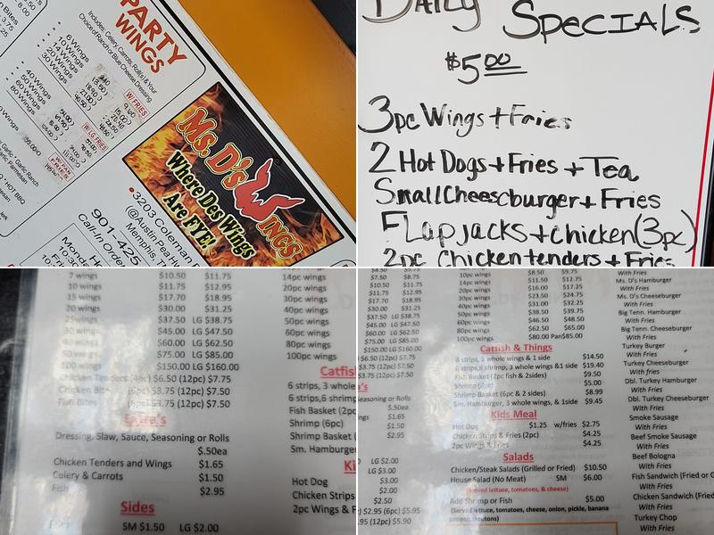 Ms. D's Wings Menu