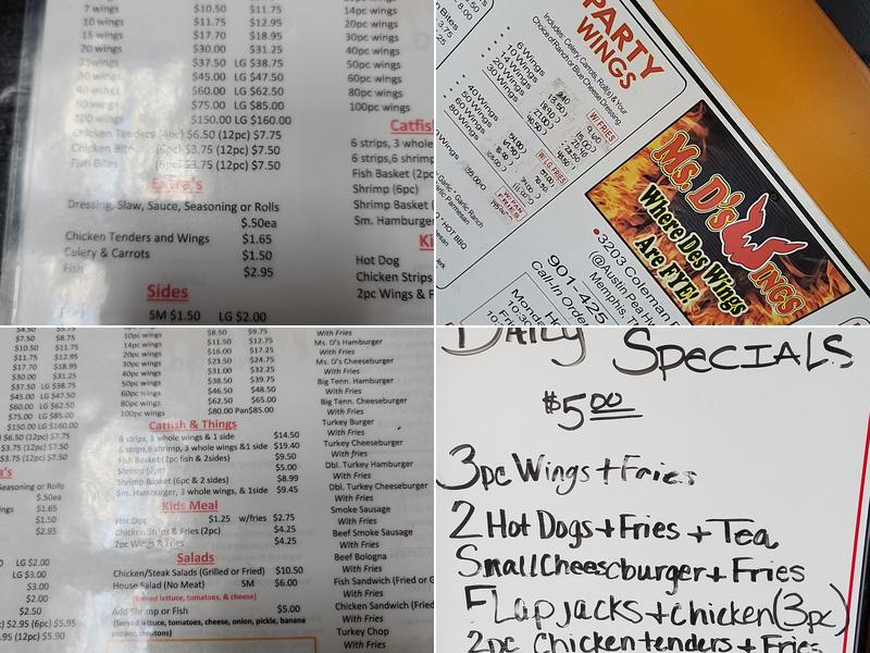 Ms. D's Wings Menu
