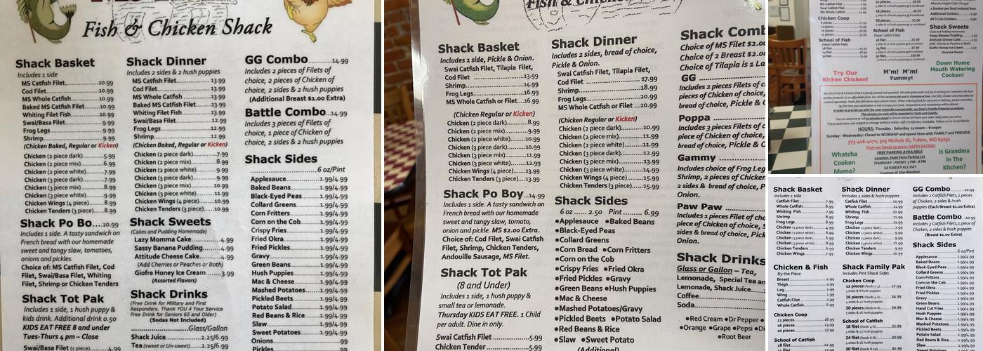 Ms. Kim's Fish & Chicken Shack Menu
