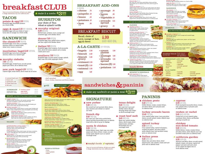 Murphy’s Deli Menu