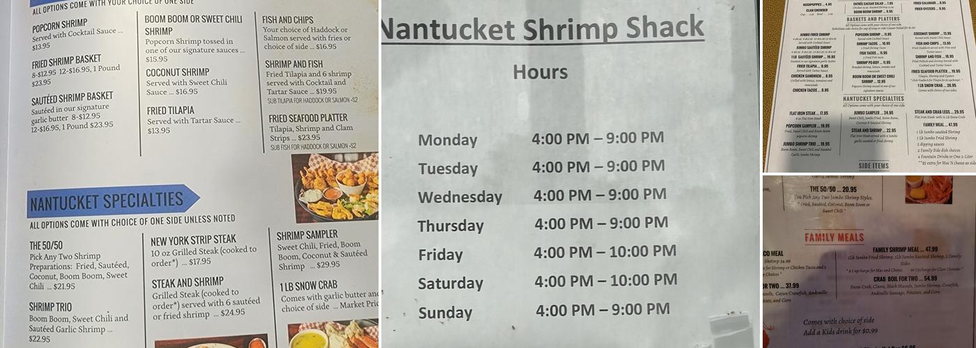 Nantucket Shrimp Shack Menu