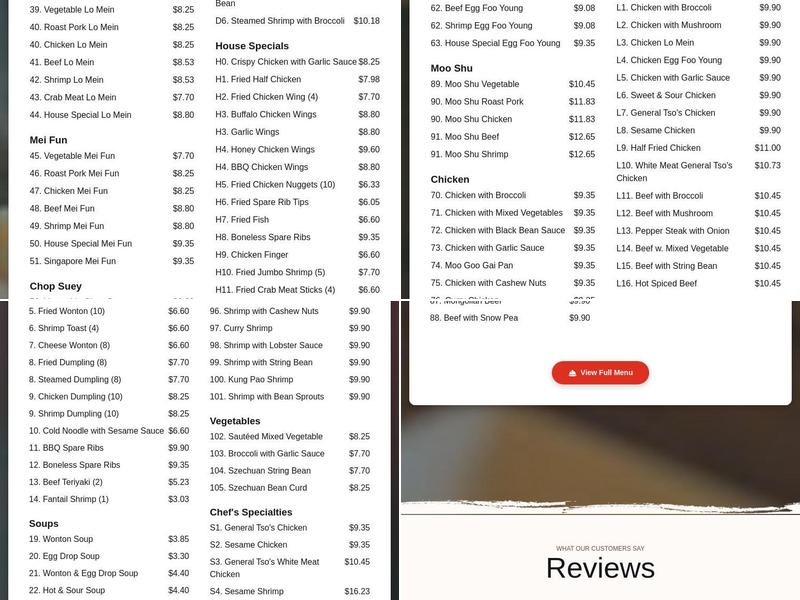 First Cook Menu