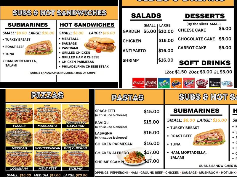 NEW Pizza 8 Menu