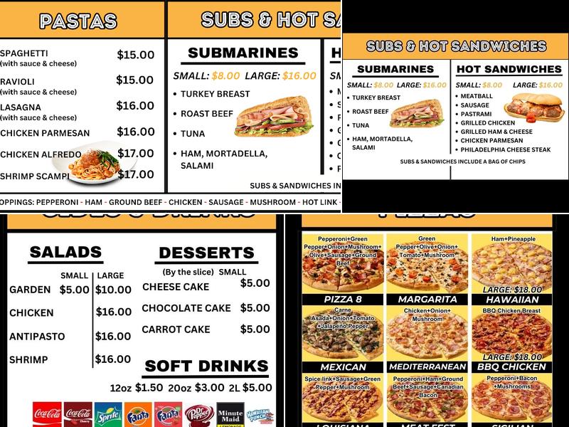 NEW Pizza 8 Menu