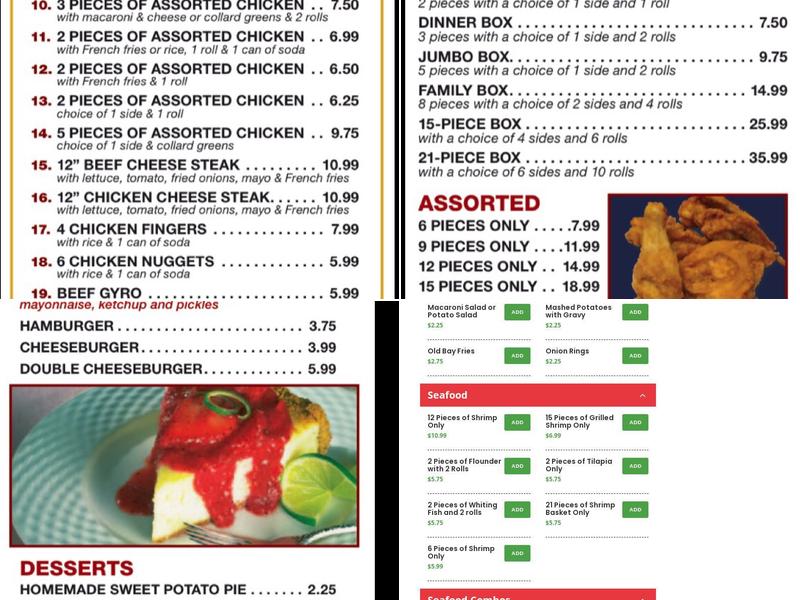 N Y Fried Chicken Menu