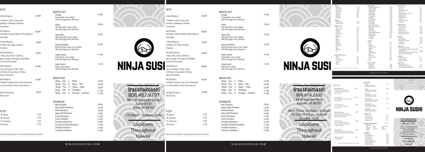 Ninja Sushi Menu