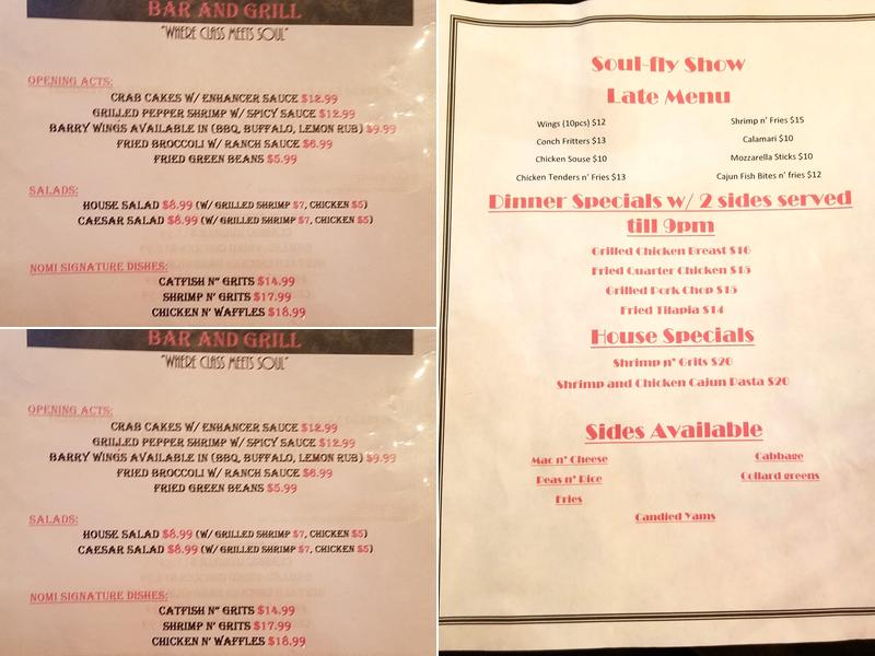 NoMi Bar And Grill Menu