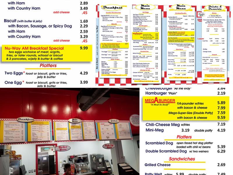 Nu-Way Weiners Menu