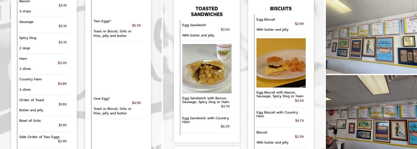 Nu-Way Weiners Menu