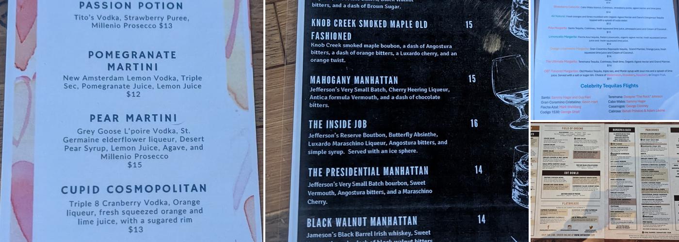 Oak Barrel Tavern Menu