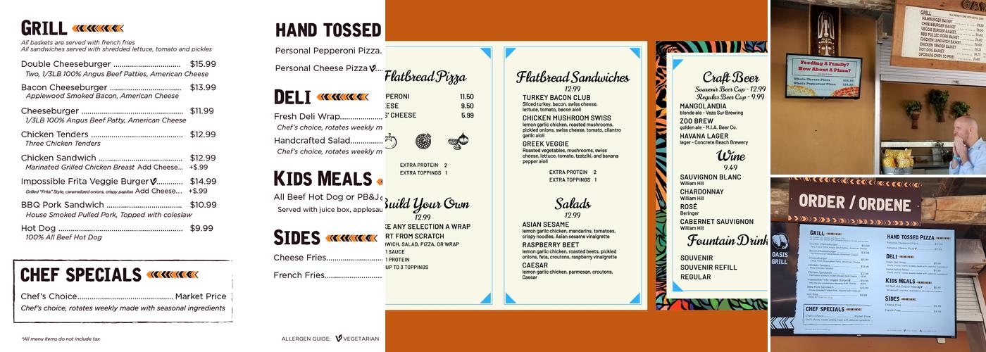Oasis Grill Menu