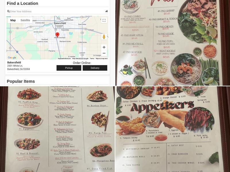 Ocha Thai Restaurant Menu