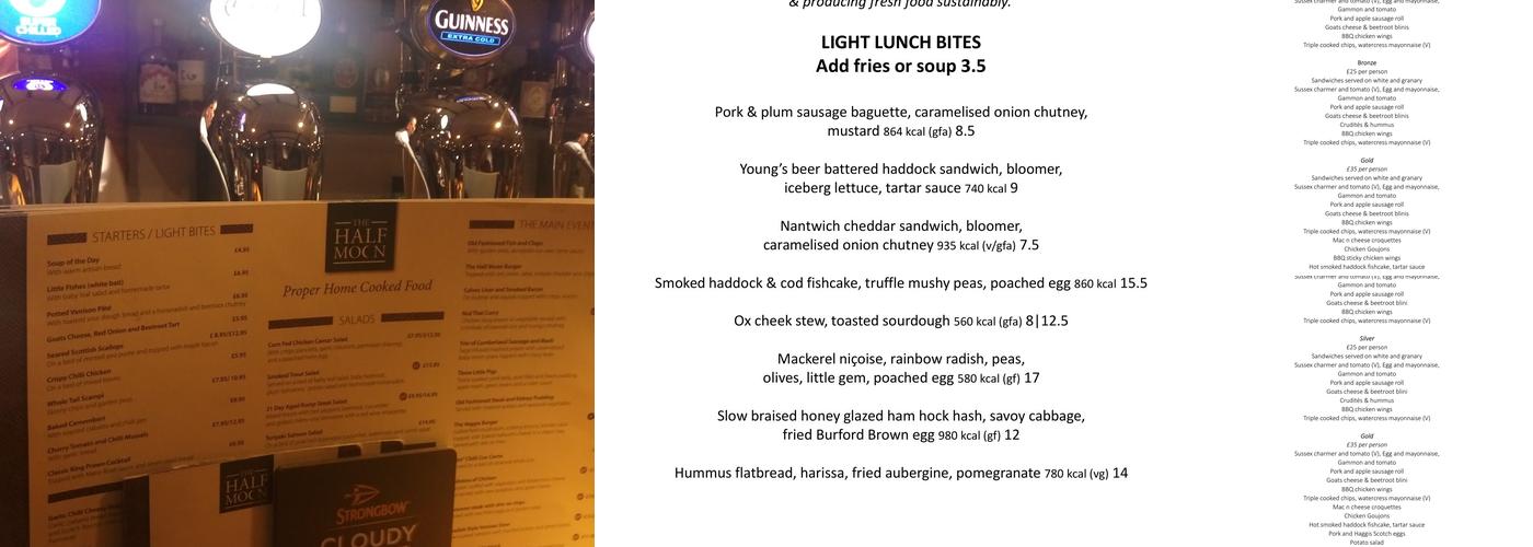 Half Moon, Windlesham Menu