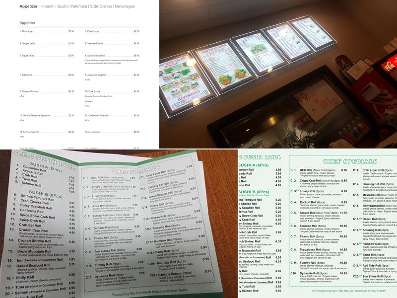 OEC Japanese Express Sushi & Hibachi (McFarland Blvd) Menu