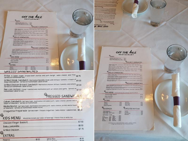 Off The Mile Restaurant Menu