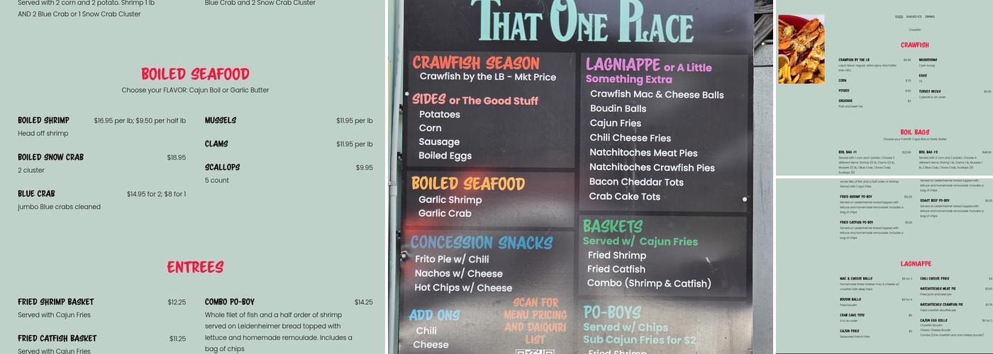 That One Place Menu