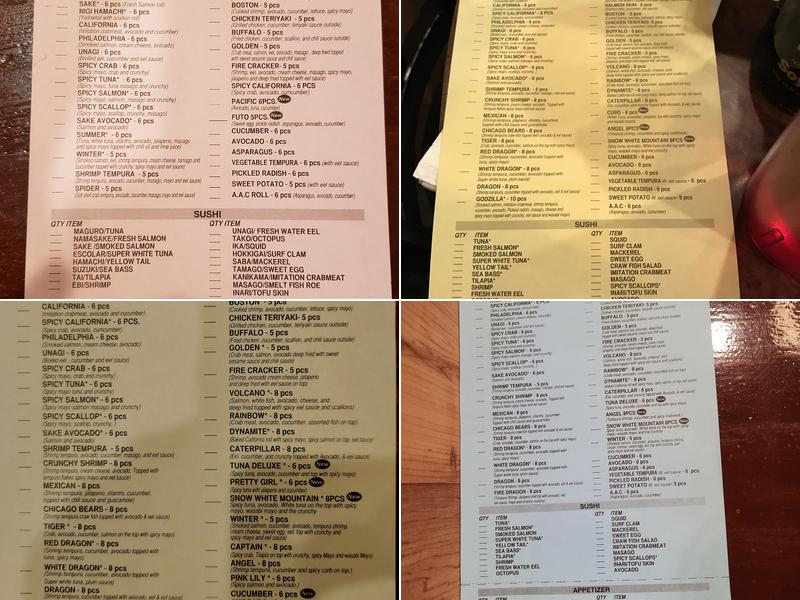 Oishi Sushi Menu