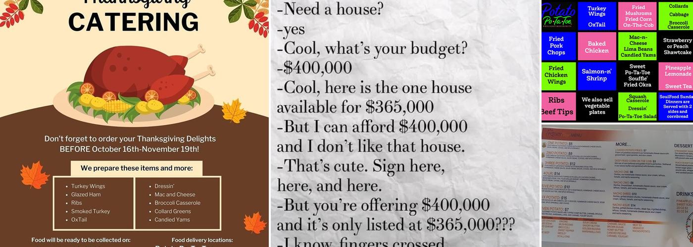 Potato Po-Ta-Toe Menu