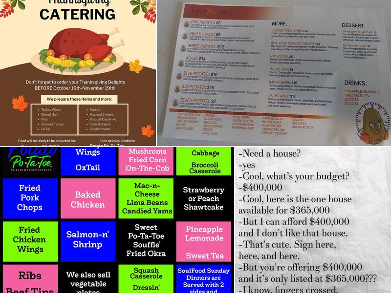 Potato Po-Ta-Toe Menu