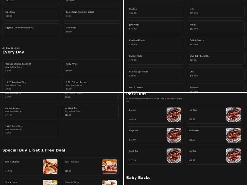 Ooo Wee Chicken & Ribs Menu