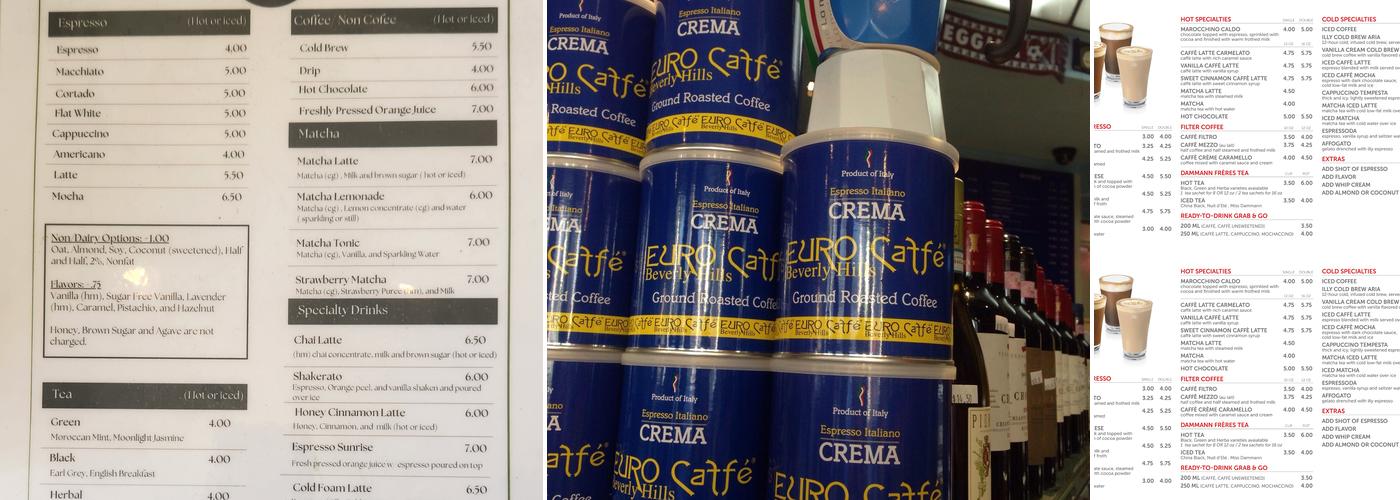 Avva Coffee Beverly Hills Menu