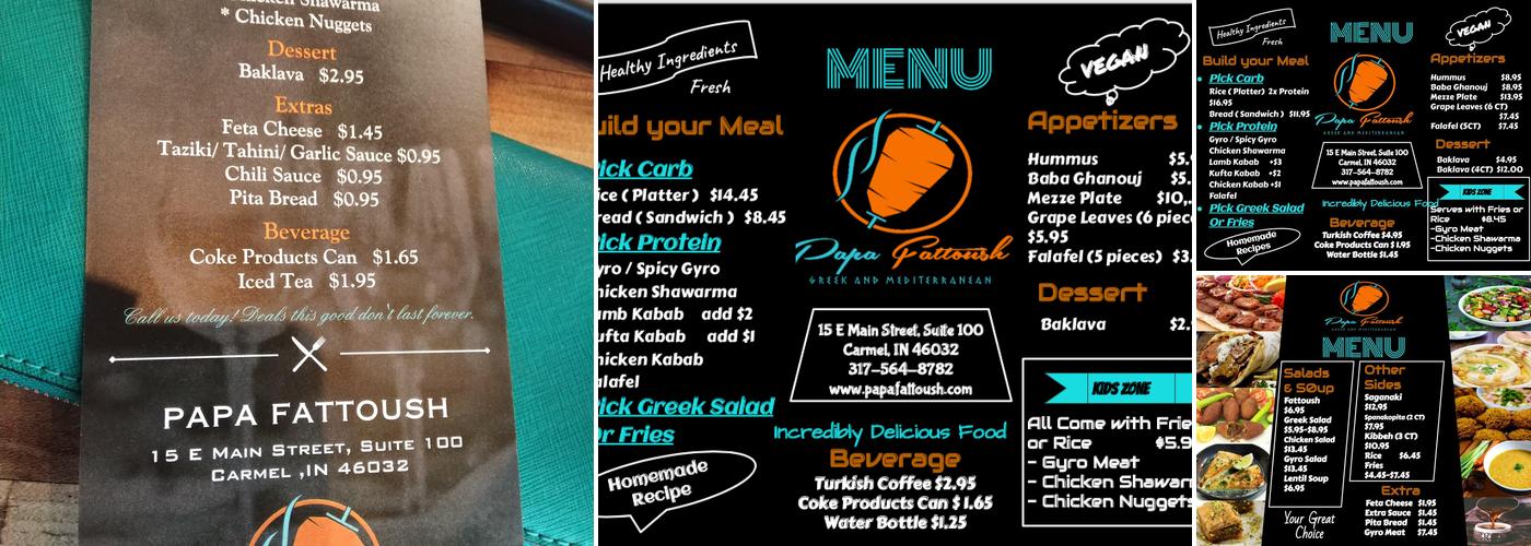 Papa Fattoush Restaurant Menu